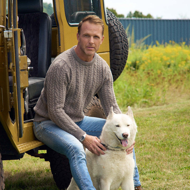 Billie Todd 100% Cashmere Aran Crewneck Made in Scotland#color_elk