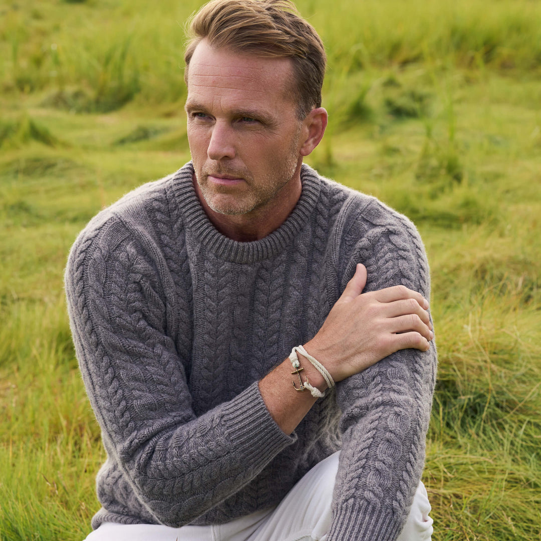 Billie Todd 100% Cashmere Aran Crewneck Made in Scotland#color_elk