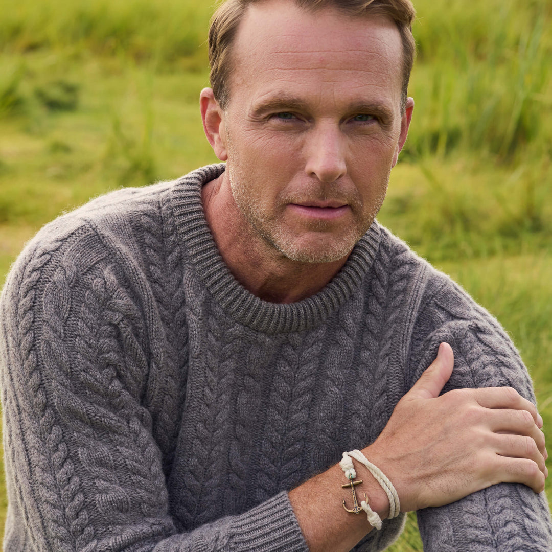 Billie Todd 100% Cashmere Aran Crewneck Made in Scotland#color_elk