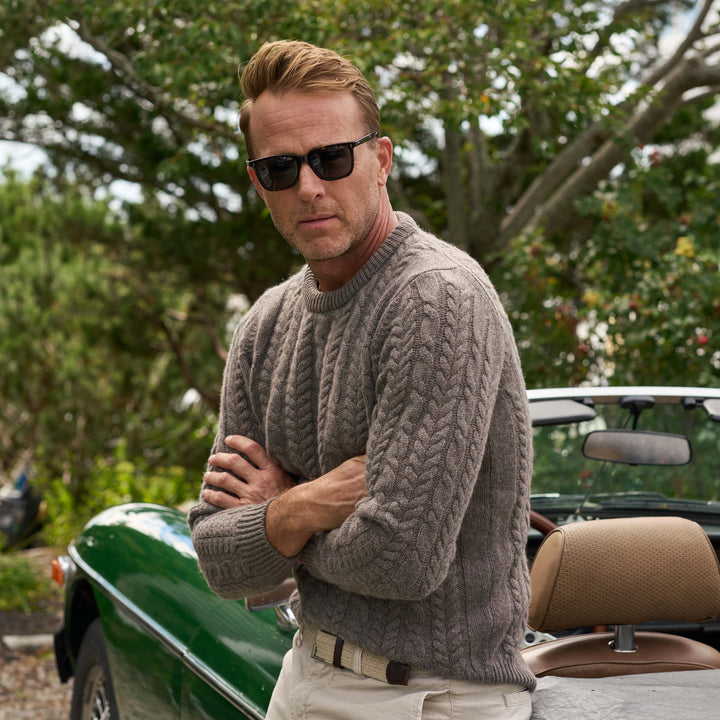 Billie Todd 100% Cashmere Aran Crewneck Made in Scotland#color_elk