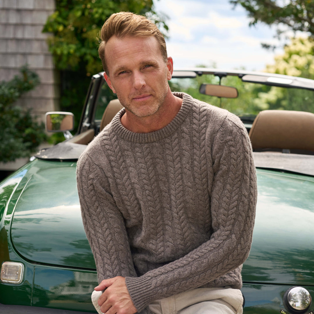 Billie Todd 100% Cashmere Aran Crewneck Made in Scotland#color_elk