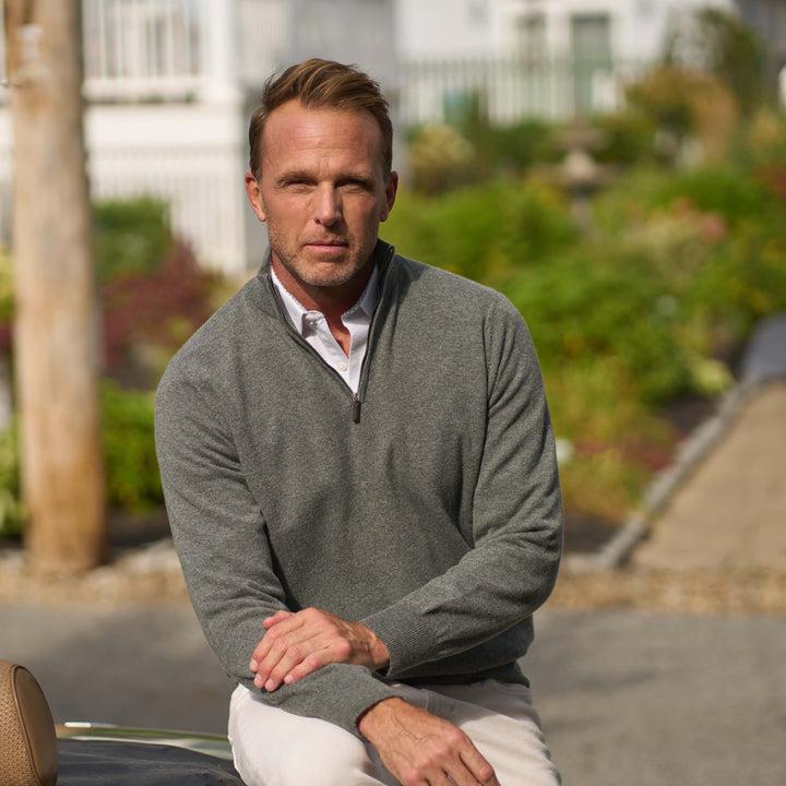 Billie Todd 100% Cashmere Two-Ply Quarter Zip Sweater Made in Scotland#color_basalt