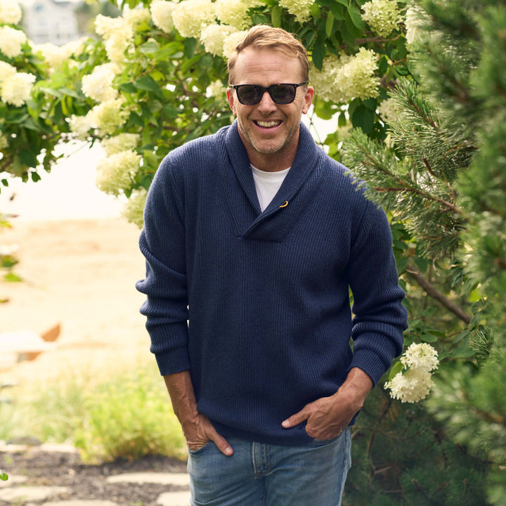 Billie Todd Four-Ply Cashmere Shawl Pullover Made in Scotland #color_slate-blue