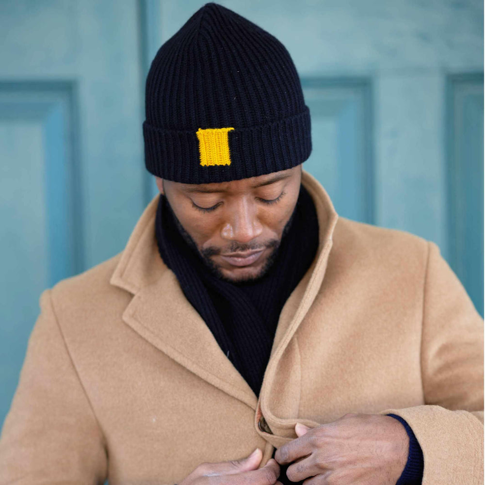 The George 8 Ply Cashmere Beanie - Billie Todd #color_black