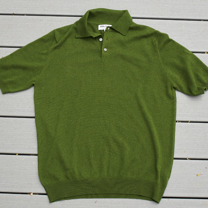Billie Todd Cashmere Cotton Polo Fig Green#color_fig-green