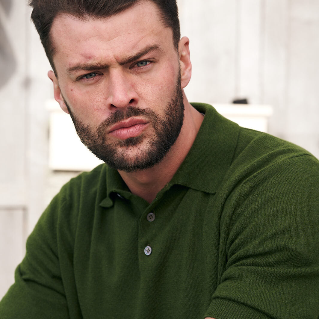 Billie Todd Cashmere Cotton Polo Fig Green#color_fig-green