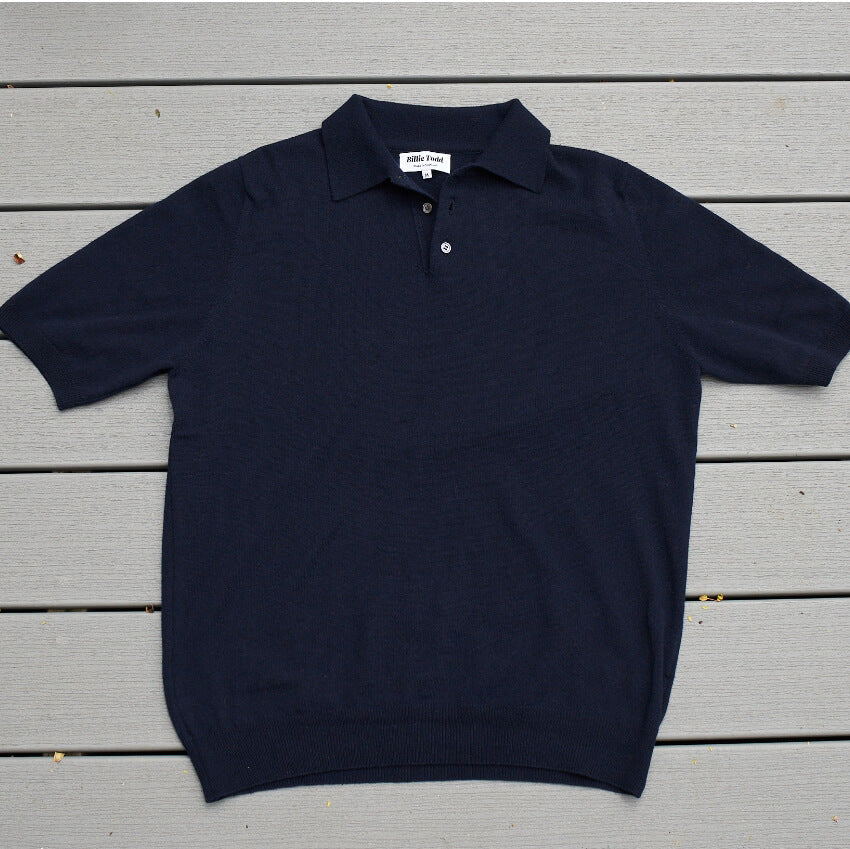 Billie Todd Cashmere Cotton Polo Nero Navy#color_nero-navy