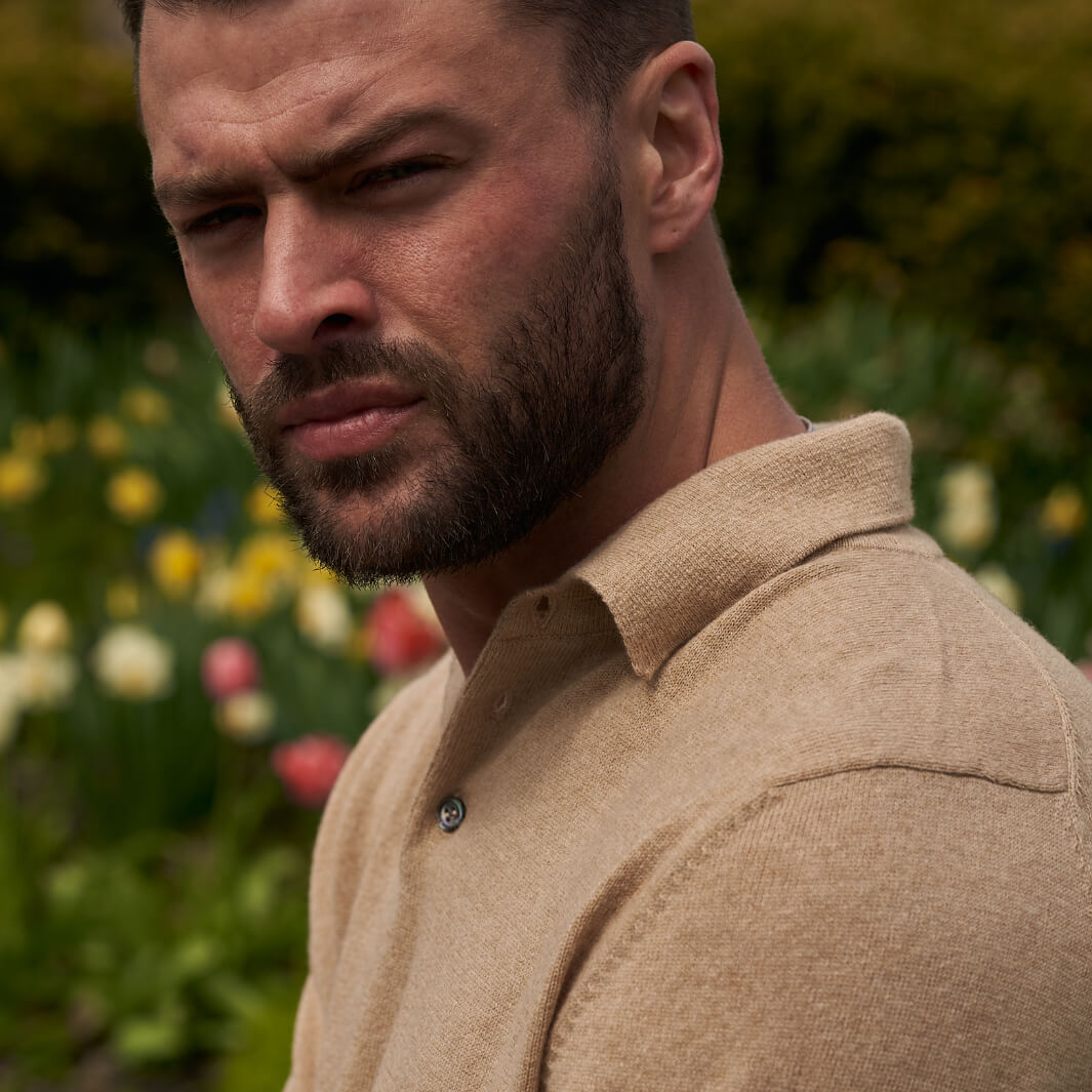 Billie Todd Cashmere Cotton Polo Sandstorm#color_sandstorm