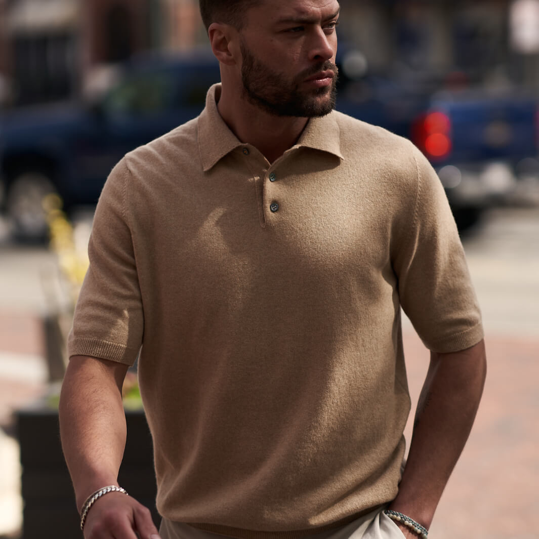 Billie Todd Cashmere Cotton Polo Sandstorm#color_sandstorm