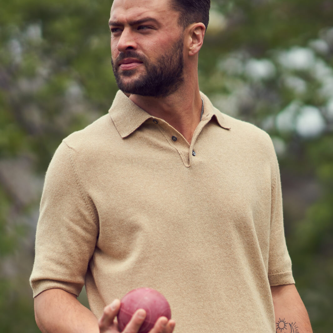 Billie Todd Cashmere Cotton Polo Sandstorm#color_sandstorm