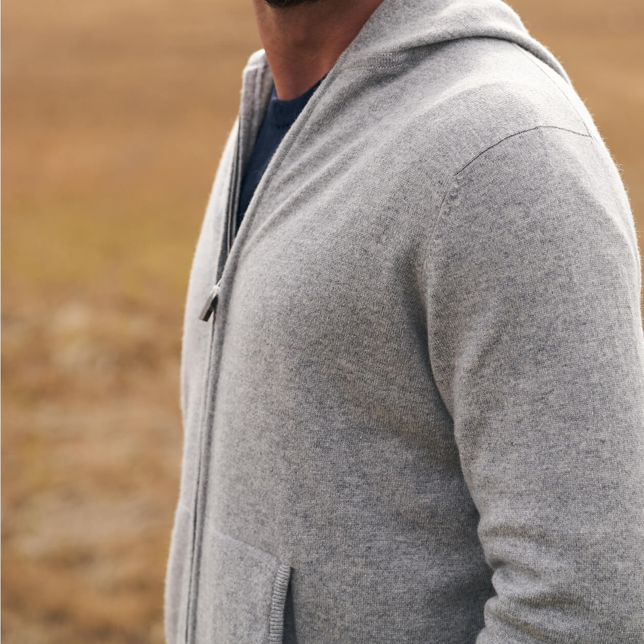 Billie Todd 100% Cashmere Hoodie in Twine Made in Scotland #color_felt-grey