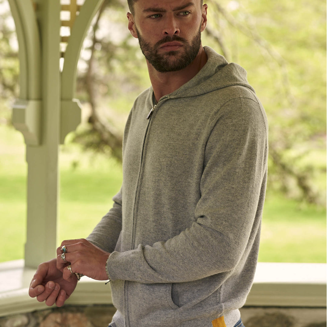 Billie Todd 100% Cashmere Hoodie in Twine Made in Scotland #color_felt-grey