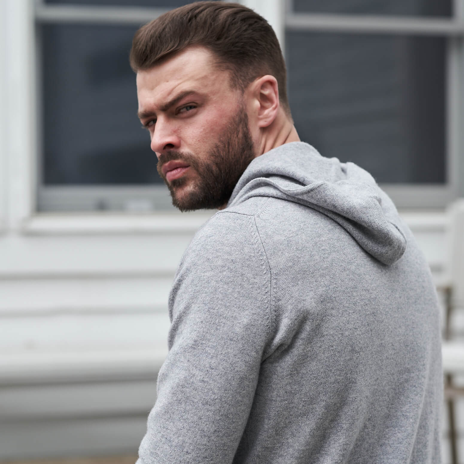 Billie Todd 100% Cashmere Hoodie in Twine Made in Scotland #color_felt-grey