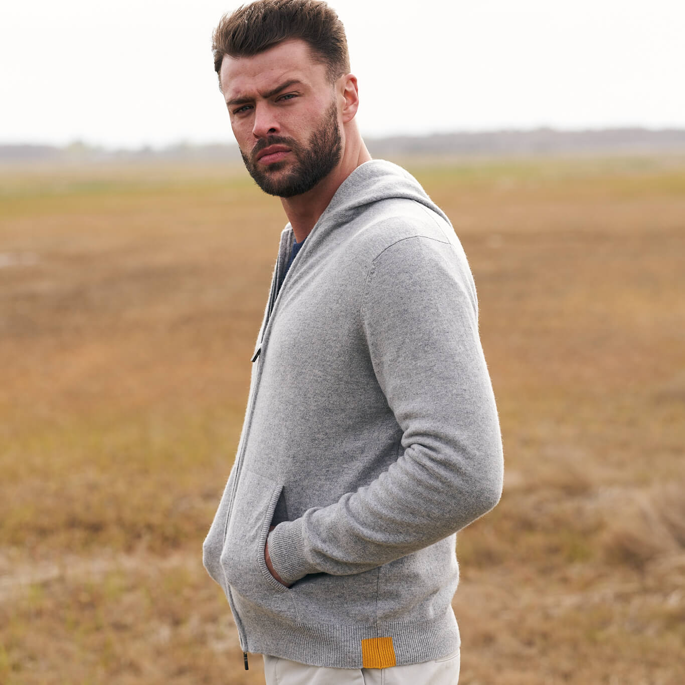 Billie Todd 100% Cashmere Hoodie in Twine Made in Scotland #color_felt-grey