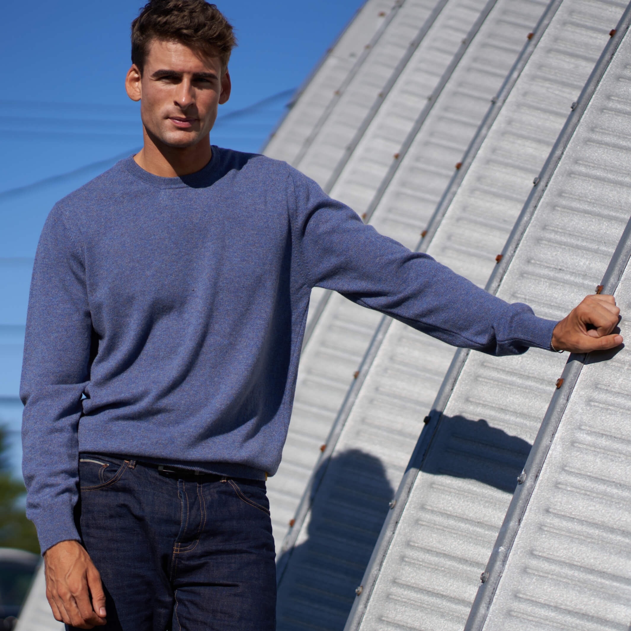 Billie Todd Two Ply Cashmere Crewneck Made in Scotland #color_castle