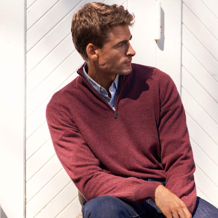 Billie Todd 100% Cashmere Two-Ply Three Quarter Zip Sweater Made in Scotland#color_glen-vale