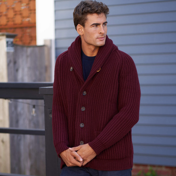 Billie Todd 100% Lambswool Shawl Cardigan Made in Scotland#color_port