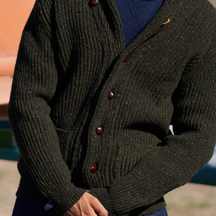 Billie Todd 100% Lambswool Shawl Cardigan Made in Scotland#color_donegal-green
